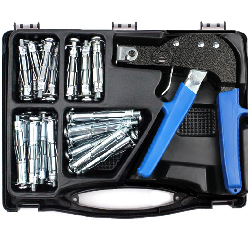 Heavy Duty Gun Wall Anchor Metal Setting Tool with Bolt Hollow Drive Wall Anchor Screws Assortment Kit for Cavity Anchor Fixing