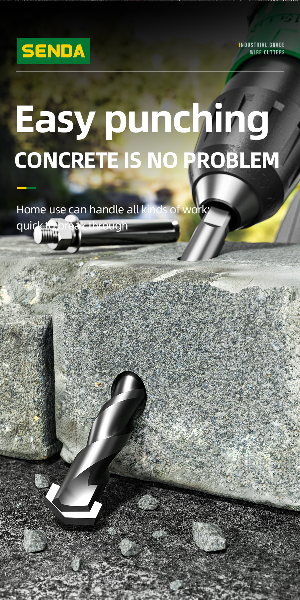 Drill Bit & Socket Combo Tool for Anchor Bolt Installation