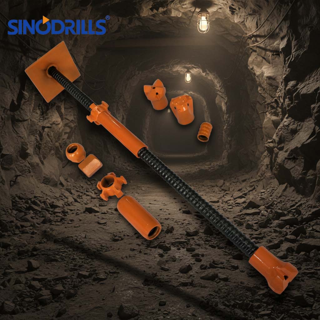 Sinodrills R32L R32N R32S Self Drilling Anchor System Anchor Bolt R32 for Tunneling Mining Roof Bolting