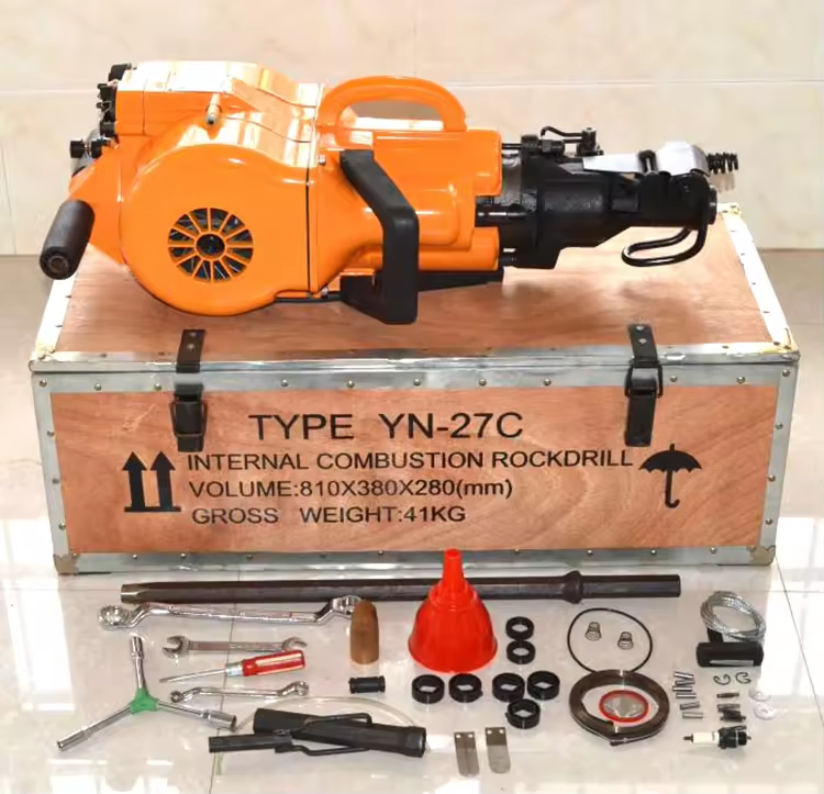 QIYUN YN27C Full Hydraulic Small Technical Gasoline Rock Drill Handheld Drilling Jumbo Boomer With Drifter for Tunnel Rock Drill
