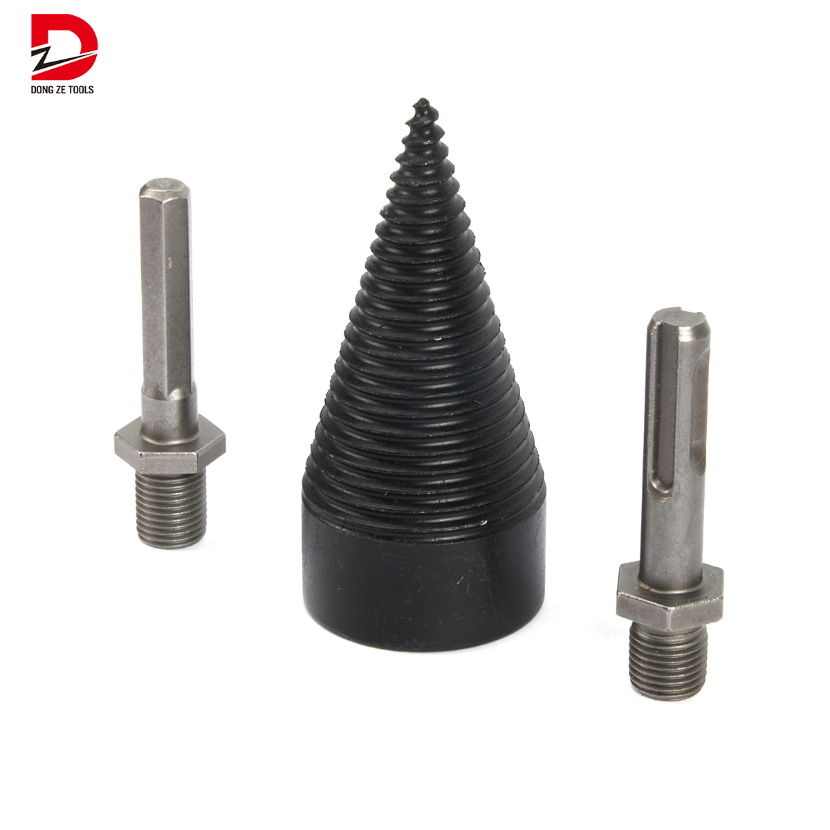 DZ 3pcs Firewood Drill Bit Wood Splitter Removable Cones Kindling Log Splitting Bits for Wood Hole Drilling Steel 5mm Diameter