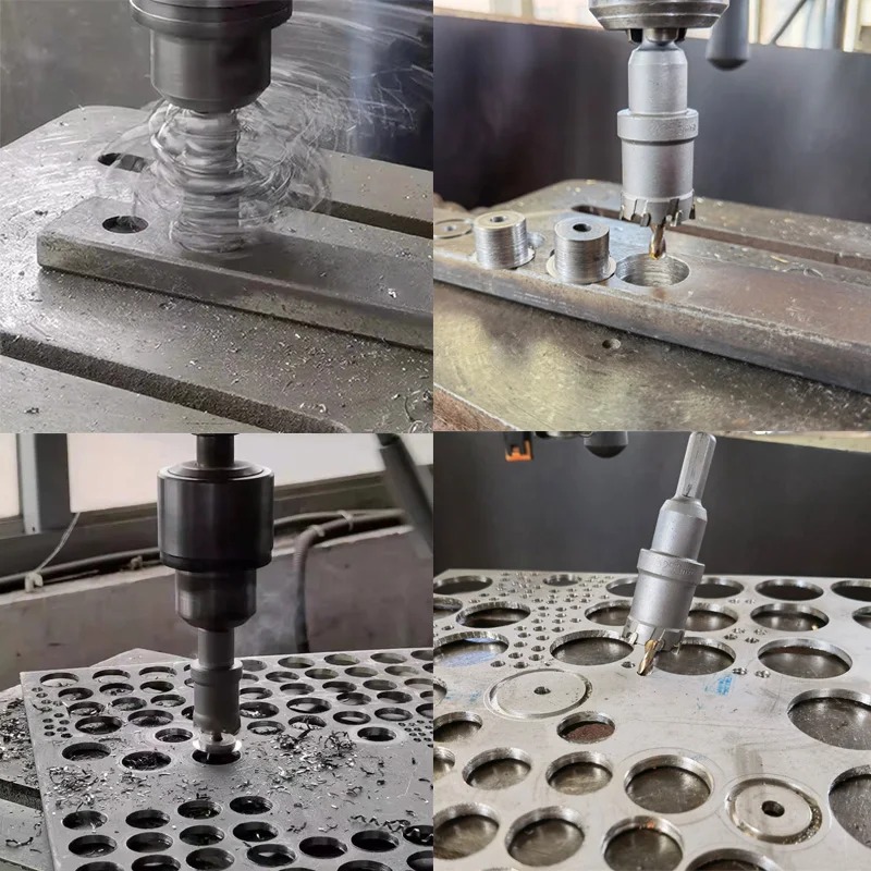 Cross-Border 8-Piece Set Alloy Hole Cutter Iron Plate Wood Plate Punching Gadget Titanium-Plated Detachable Center Drill Bit