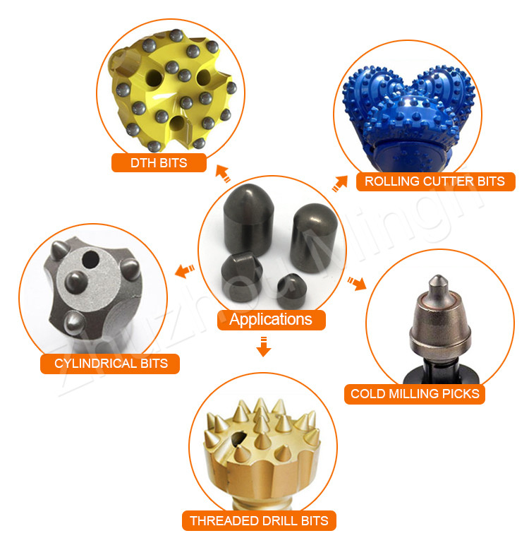 Cemented Tungsten Carbide Button Insert Tip Drill Bits Performance Specifications