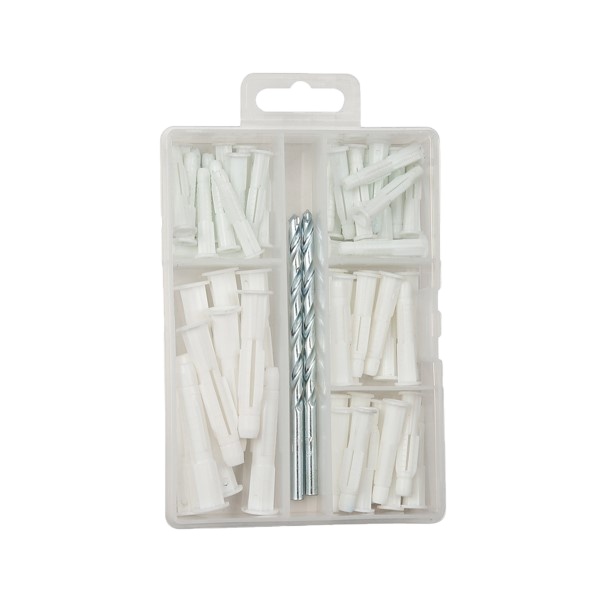 Wholesale 62pc Steel Anchor Set with OEM Support Factory Price Plastic Expansion Wall Plug Anchor Bolt Hand-Power Source