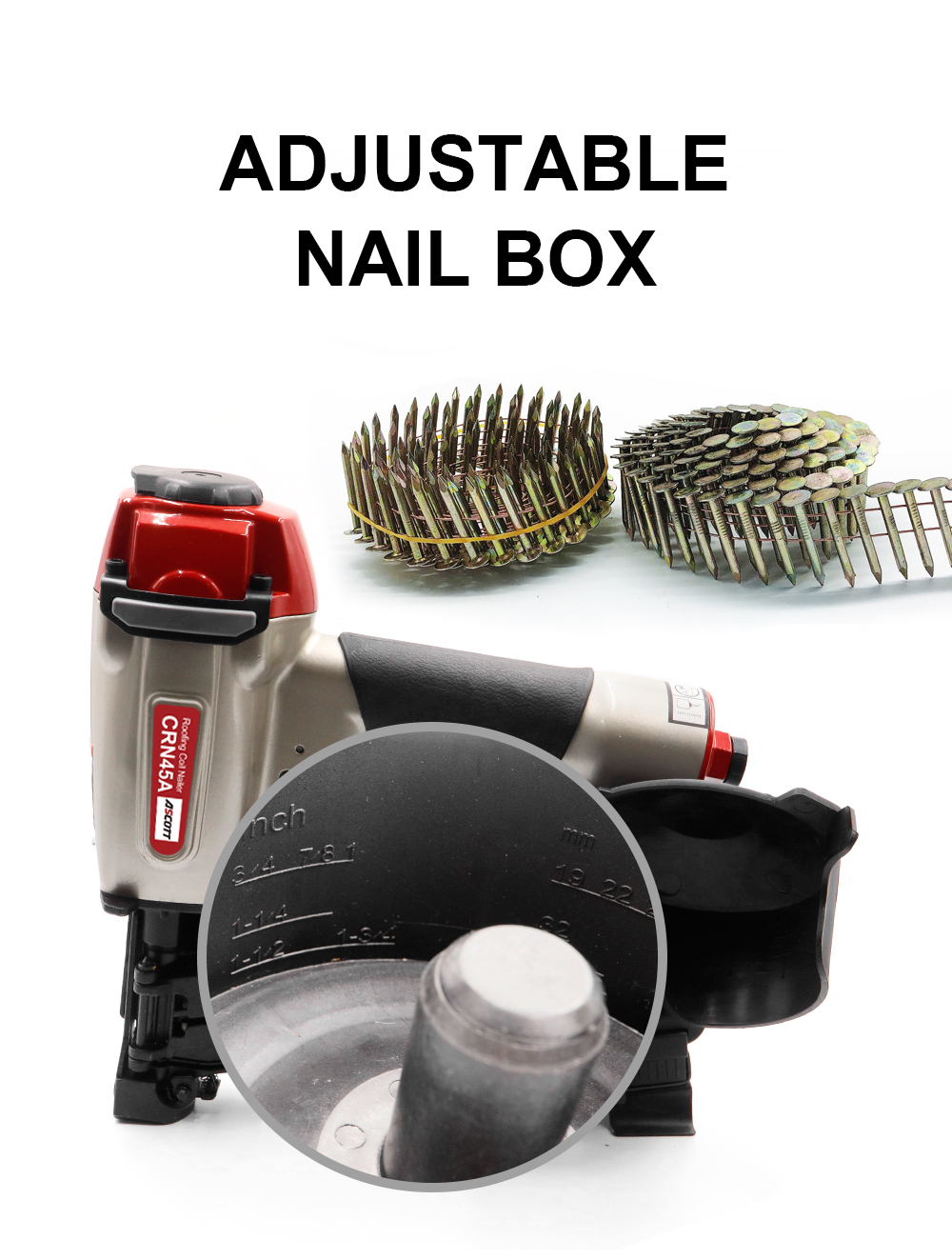 CRN45 Pneumatic Construction Coil Nail Gun Detail Shot 5