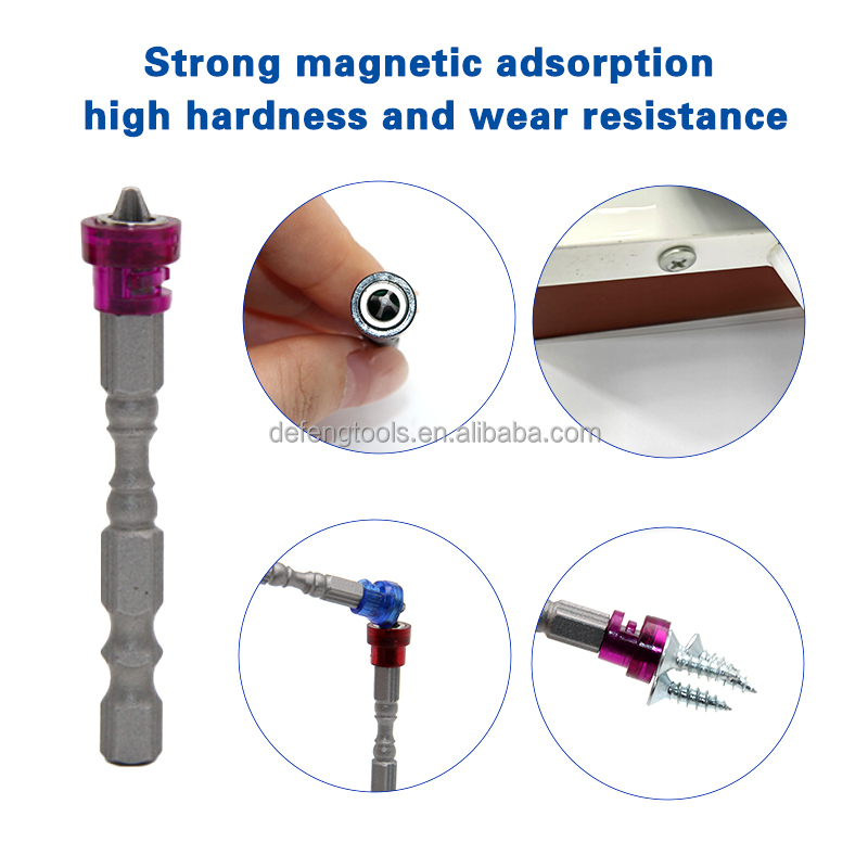 5pc Colorful Magnetic Circle Cross Single Head Screwdriver Head 65mm Magnetic Detachable Position Bit Power Tool Accessory Set