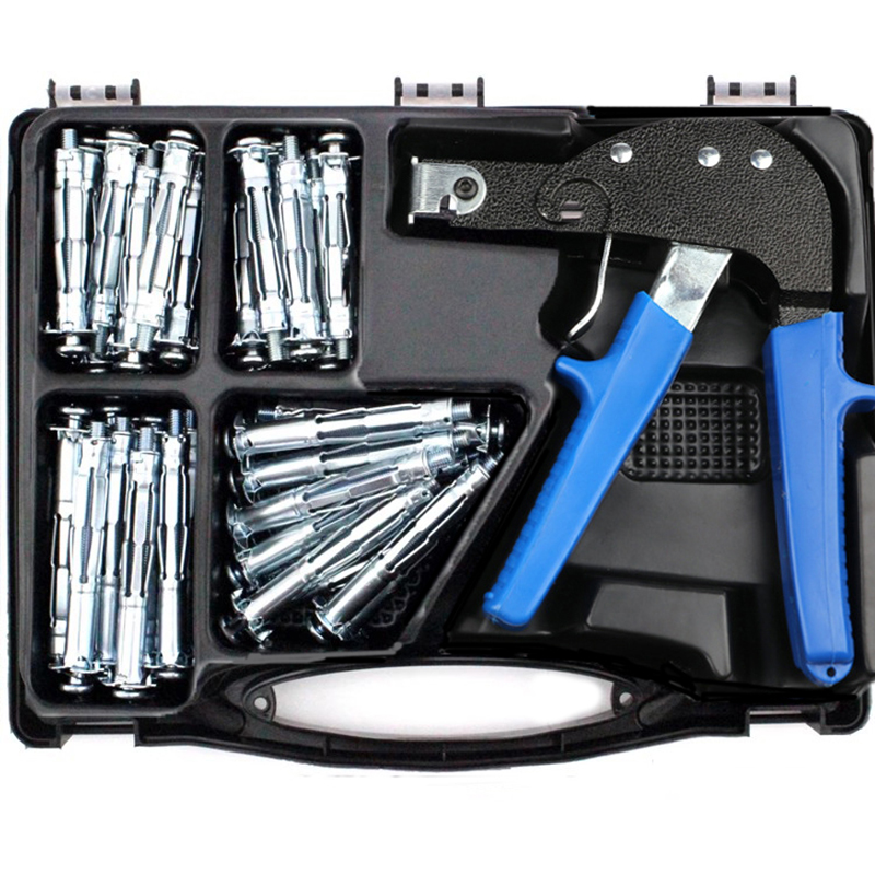 Heavy Duty Gun Wall Anchor Metal Setting Tool with Bolt Hollow Drive Wall Anchor Screws Assortment Kit for Cavity Anchor Fixing