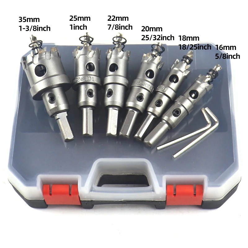 Cross-Border 8-Piece Alloy Hole Cutter Titanium-Plated Detachable Center Drill Bit Metal Wood Plate Punching Gadget for Drilling