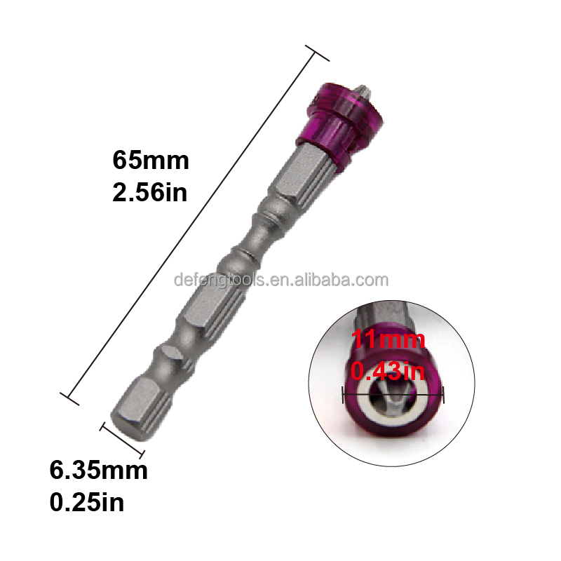 5pc Colorful Magnetic Circle Cross Single Head Screwdriver Head 65mm Magnetic Detachable Position Bit Power Tool Accessory Set