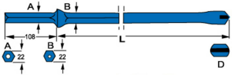 Rock Drilling Steel Integral Drill Rod With Chisel Bit for Mining and Quarrying