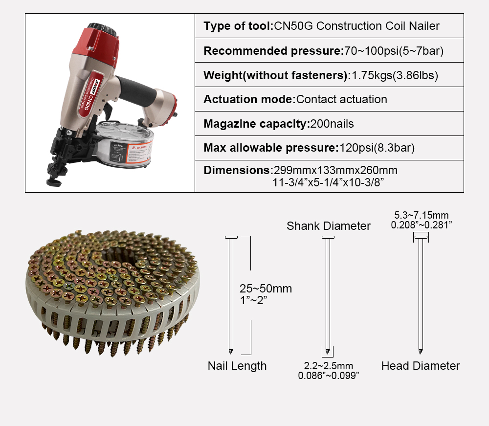 Specifications Coil Nail Gun Sheet 3