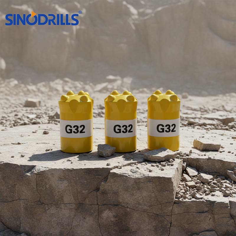 SINODRILLS Top Hammer Tools Hard Rock Bit Button Taper Conical Drill Bit 7/11/12 Degree