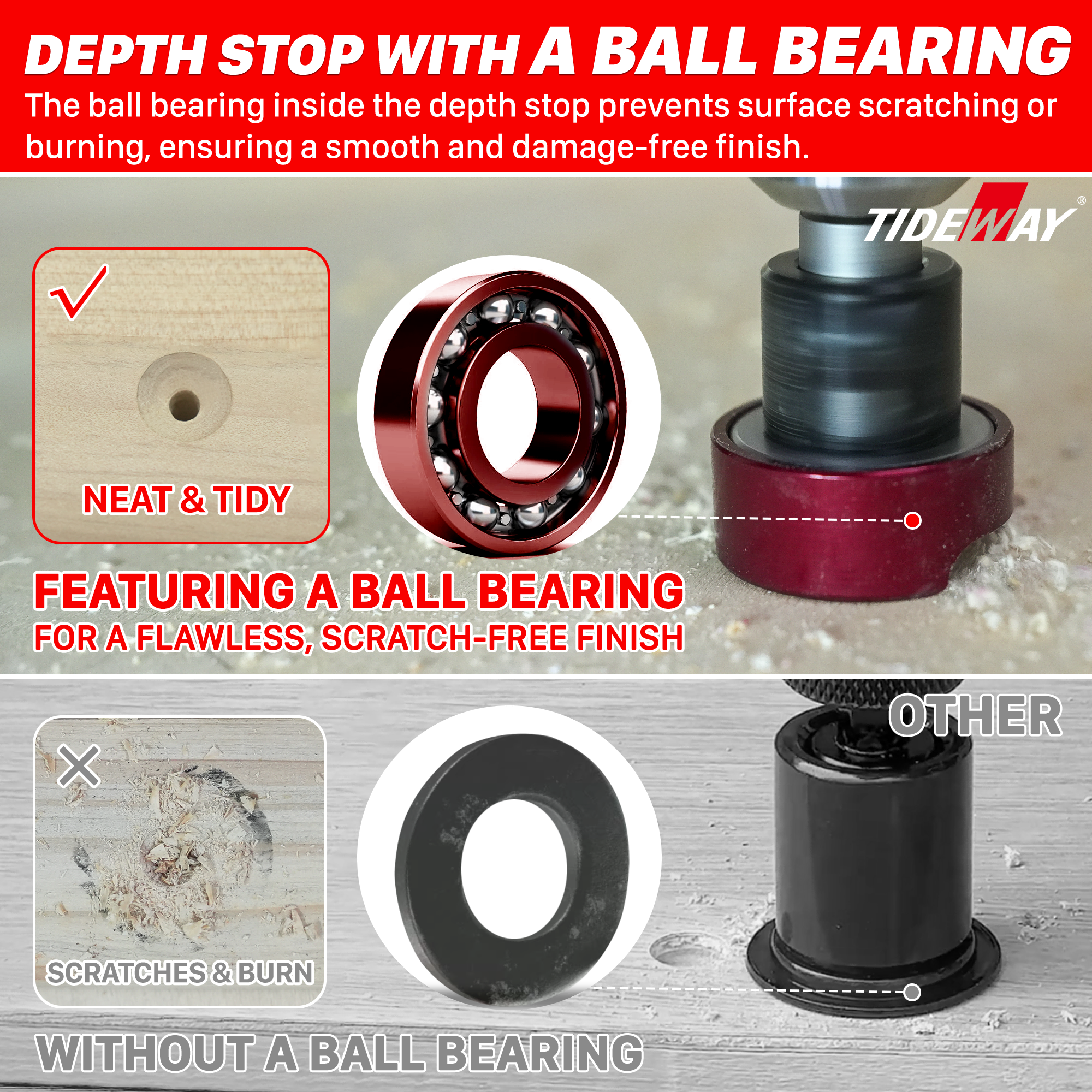 TIDEWAY High Speed Cutting Flush Screws Countersink Bore Well Pile Core Drill Bit With Adjustable Drill Stop And Shank
