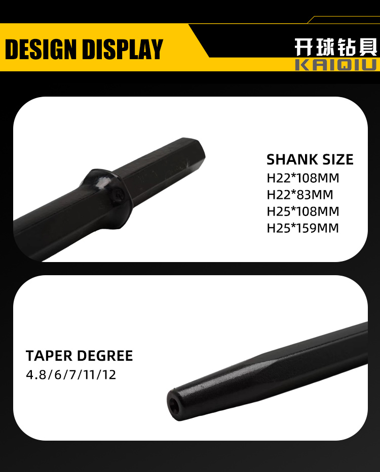 Supplier H22 H25 Chisel Bit Integral Drill Steel 7 Degree 11 Degree Hex Tapered Rod