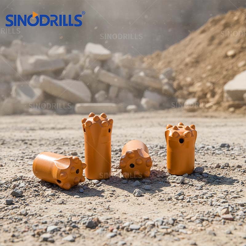 SINODRILLS Top Hammer Tools Hard Rock Bit Button Taper Conical Drill Bit 7/11/12 Degree