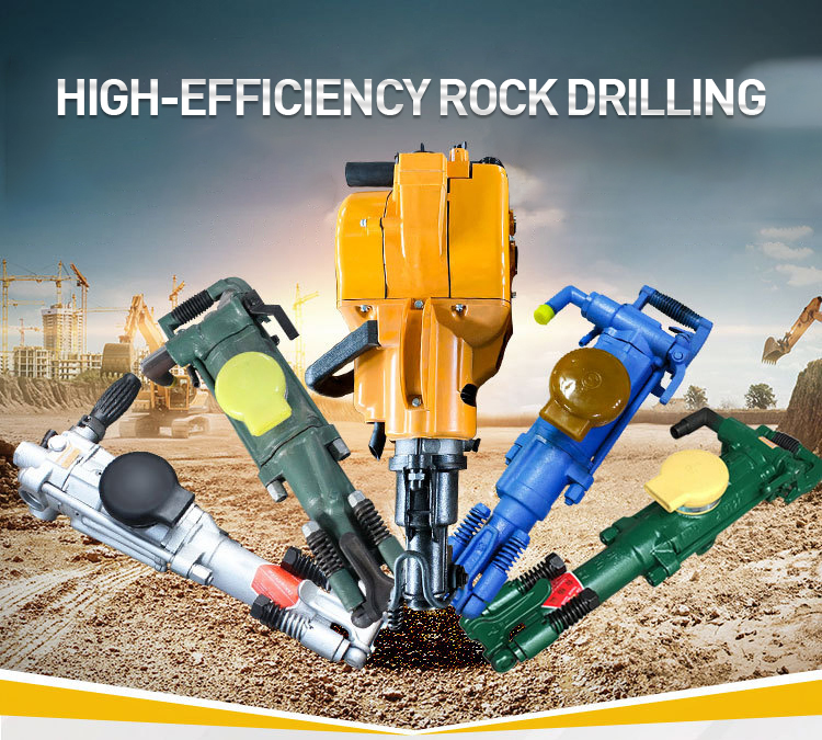 YT28 Pneumatic Rock Drill Hammer Drill with Pump Portable Handheld Drilling Tool 6m Depth for Mining Construction Quarrying