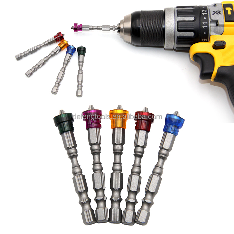 5pc Colorful Magnetic Circle Cross Single Head Screwdriver Head 65mm Magnetic Detachable Position Bit Power Tool Accessory Set