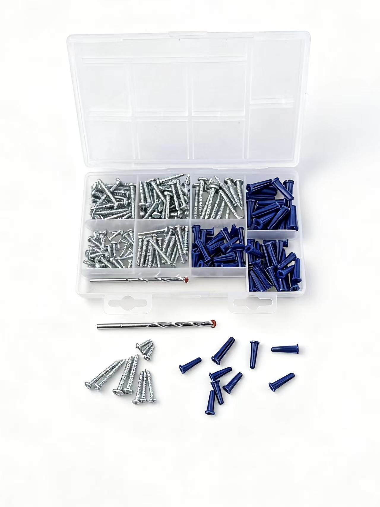 Expansion Anchors Set Plastic Universal Screwdriver Set Flat Head Open Bolt Self Drilling Screws Concrete &amp; Drywall Tool Set