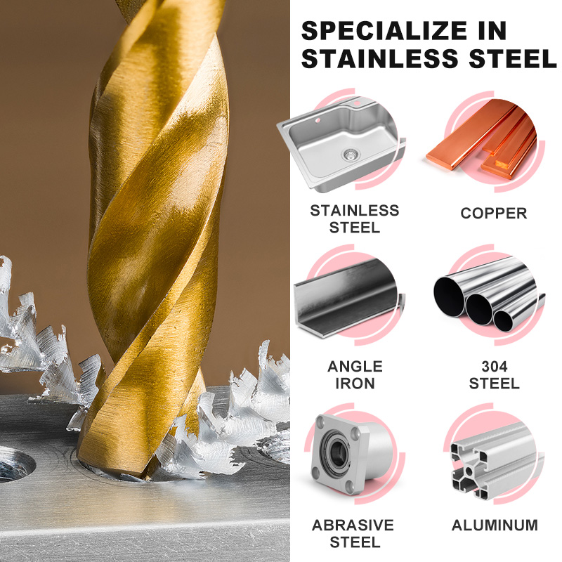 Industrial Grade German HSS M35 Cobalt 5% Parallel Coated Twist Drill For Stainless Steel/Steel/Metal Brocas Helicoidal