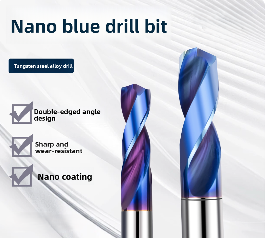65 Degree Integral Tungsten Steel Super Carbide Drill Nano Blue Coating High Hardness Shank Twist Drill for Metal Drilling