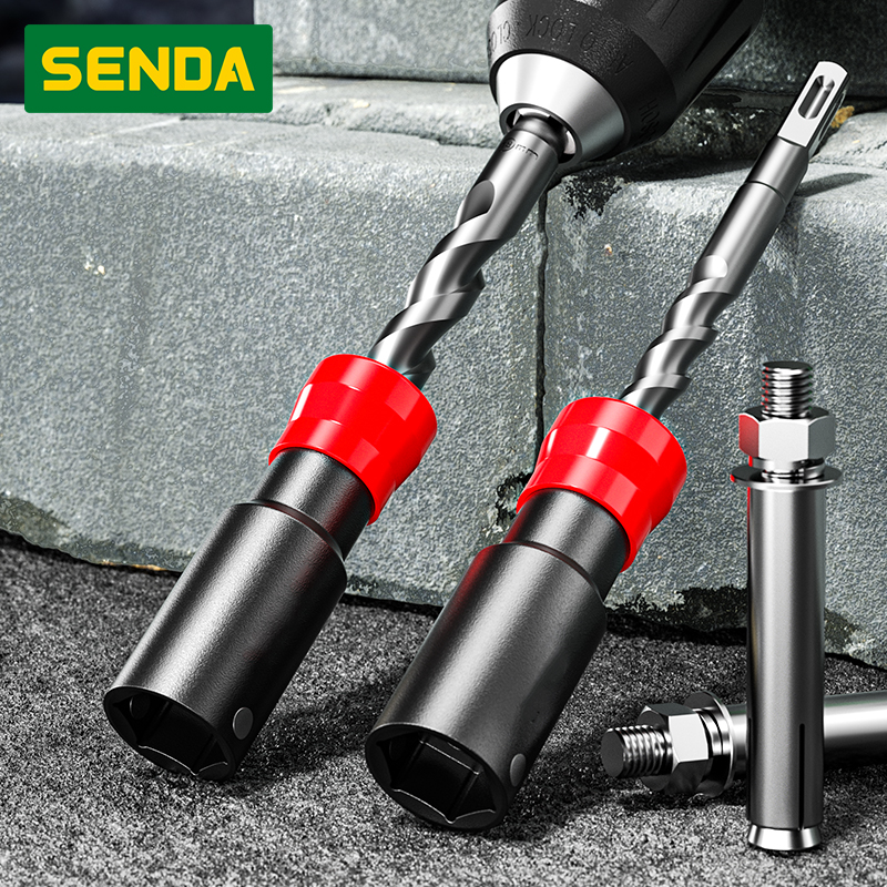 Drill Bit &amp; Socket Combo Tool for Anchor Bolt Installation