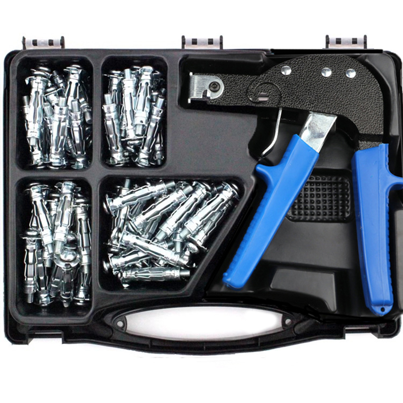 Heavy Duty Gun Wall Anchor Metal Setting Tool with Bolt Hollow Drive Wall Anchor Screws Assortment Kit for Cavity Anchor Fixing