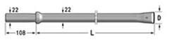 Integral Drill Rod Drawing H22 Long