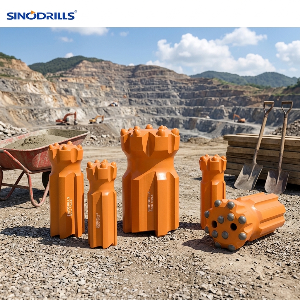SINODRILLS Mining Rock Drill Tools High Quality Thread Drill R38/T38 76mm Button Bit