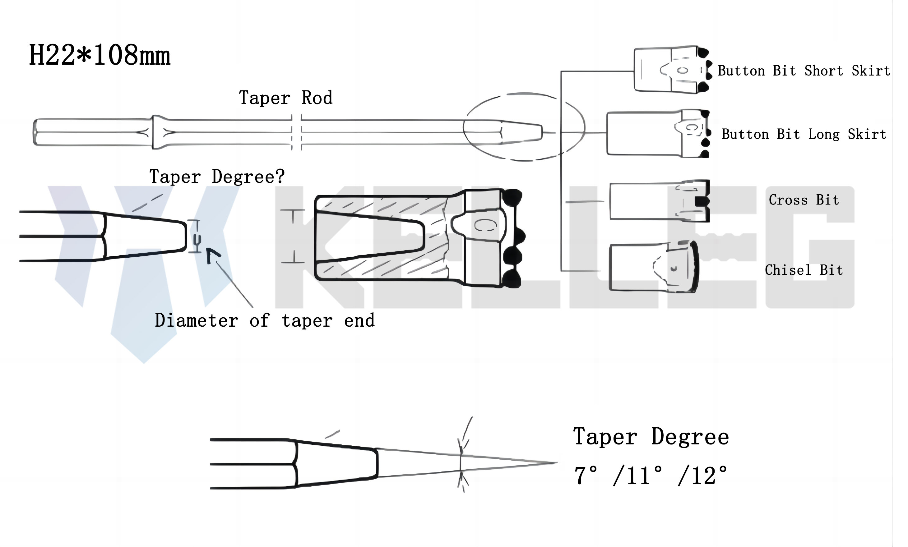 Rock Drill Bits High Manganese Steel Forging 7 Buttons 32mm Taper Button Bit ISO-9001 Certified High Performance for Coal Mining