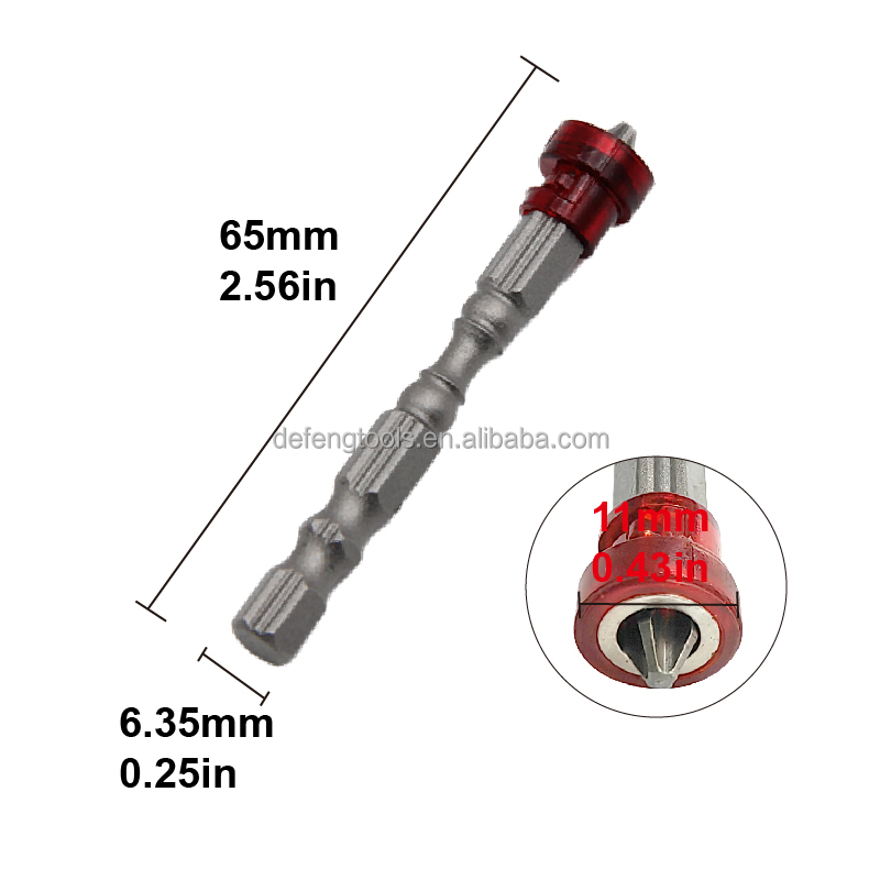 5pc Colorful Magnetic Circle Cross Single Head Screwdriver Head 65mm Magnetic Detachable Position Bit Power Tool Accessory Set