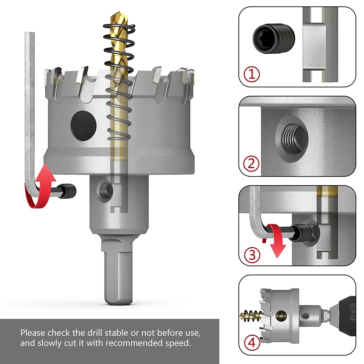 Cross-Border 8-Piece Alloy Hole Cutter Titanium-Plated Detachable Center Drill Bit Metal Wood Plate Punching Gadget for Drilling
