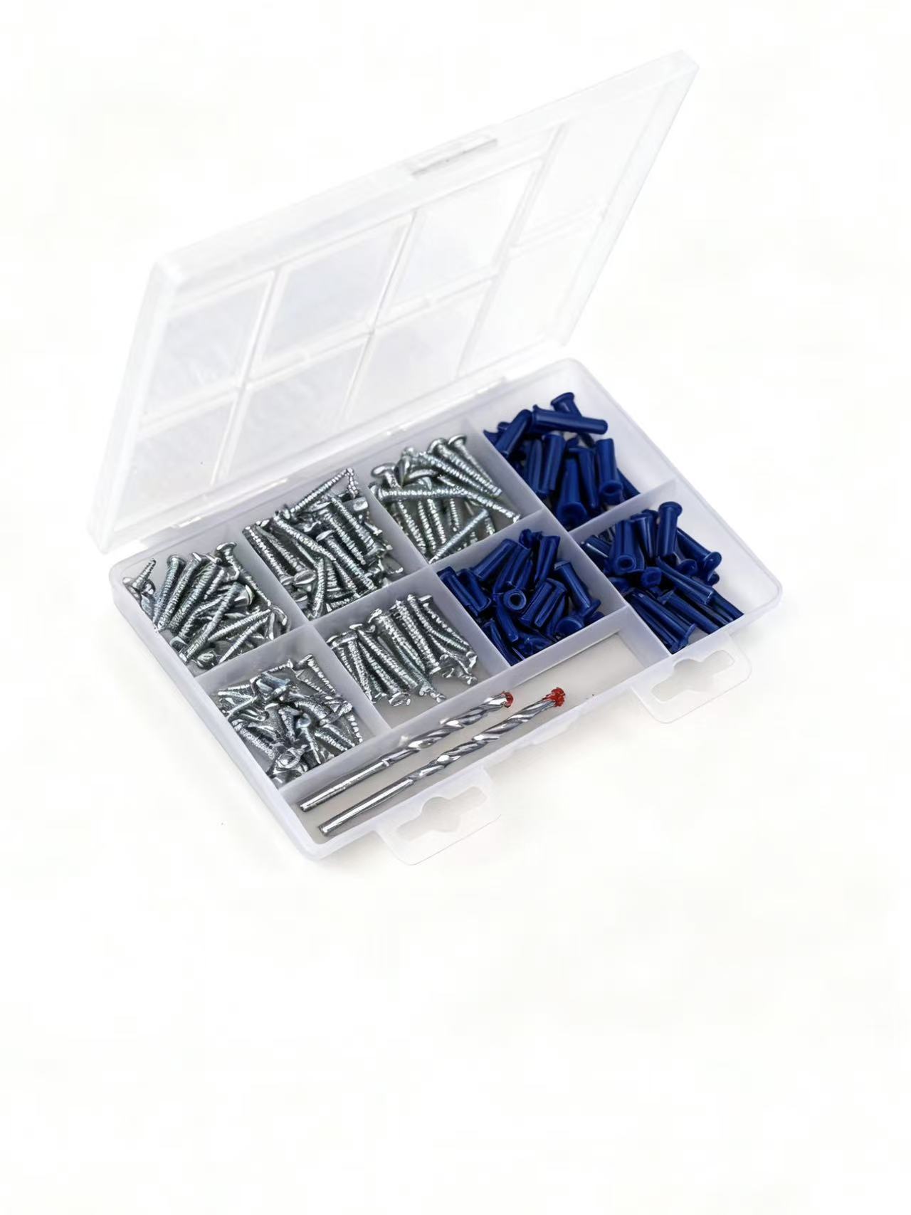 Expansion Anchors Set Plastic Universal Screwdriver Set Flat Head Open Bolt Self Drilling Screws Concrete &amp; Drywall Tool Set