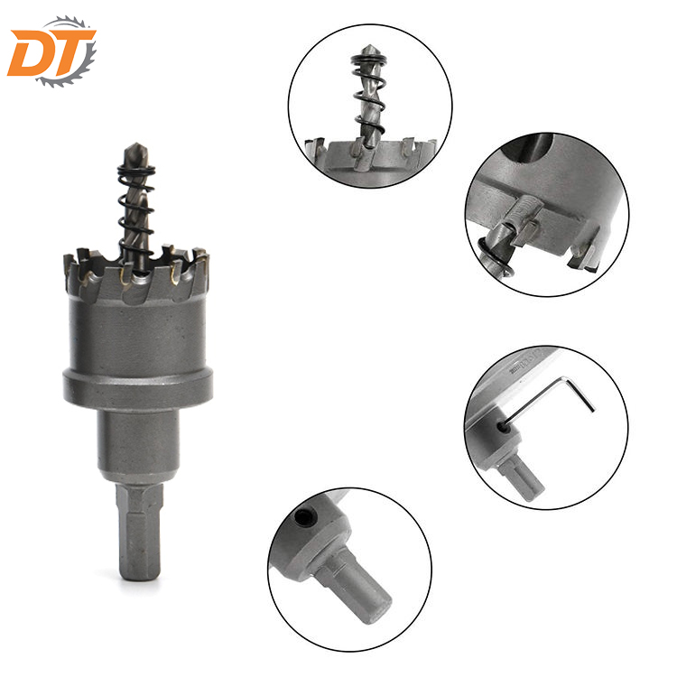 DT 4 Pcs 1 Inch Cut Depth with Detachable Pilot Drill Bits TCT Hole Saw Drill Bit Set for Stainless Steel Hard Metal Plastic