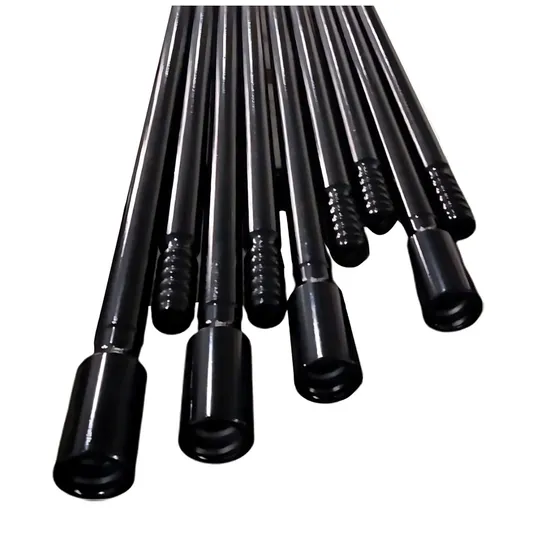 Tapered Drill Steel for Rock Anchoring and Grouting in Underground Excavations with Integral Shank Design for Quick Bit Changes