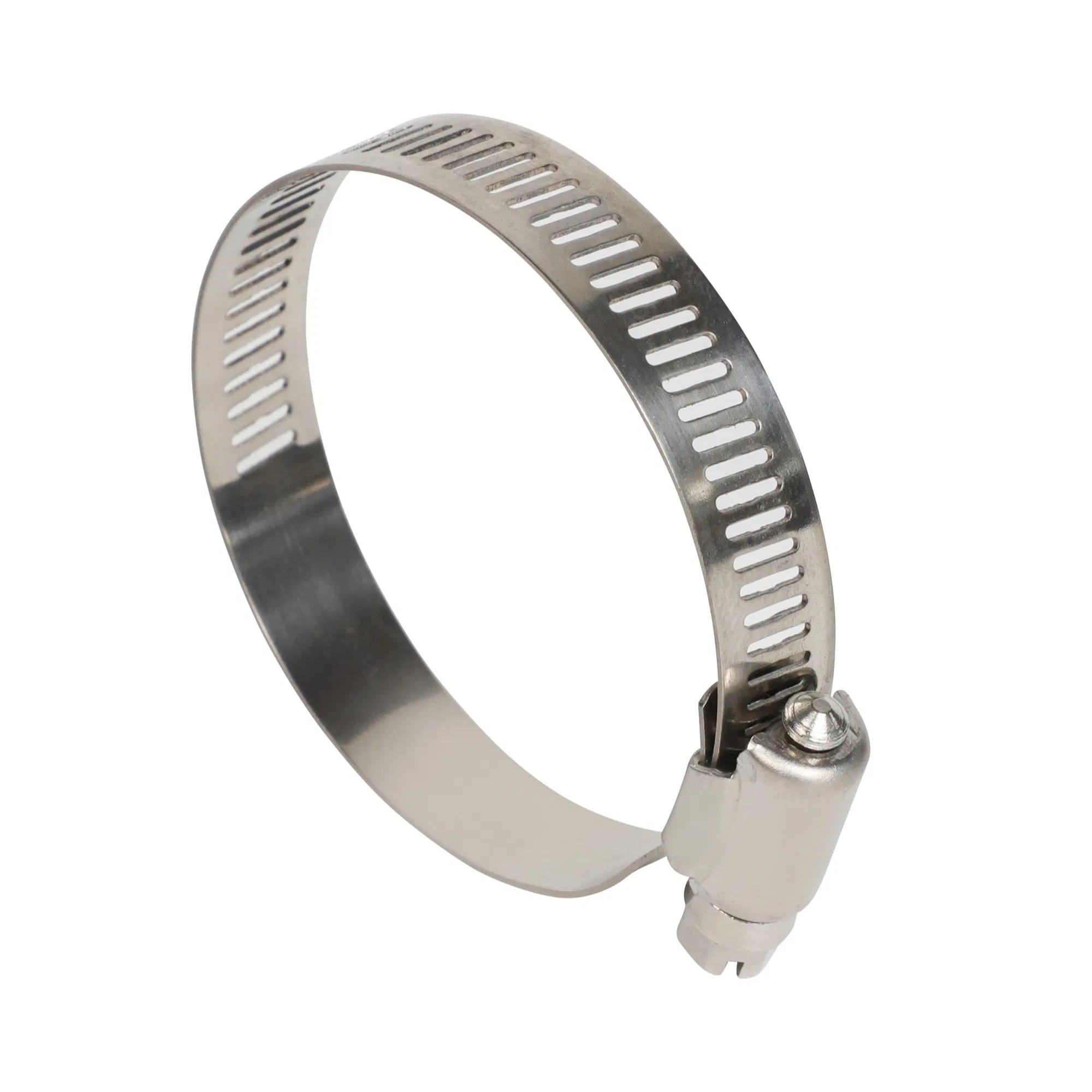 Perforated 12.7mm Worm Drive Hose Clamp, Corrosion Resistant Stainless Steel Adjustable Screw, Automotive and Fuel Lines, China, American Type, Stainless Steel