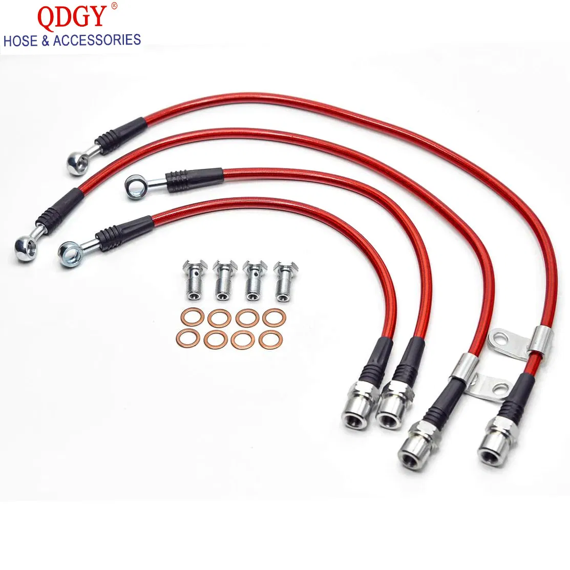 Motorcycle High Performance Car Custom 1/8 3/16 DIY Front and Rear Steel Braided PTFE Brake Fluid Fuel Hose Pipe Assembly Set Kit Lines