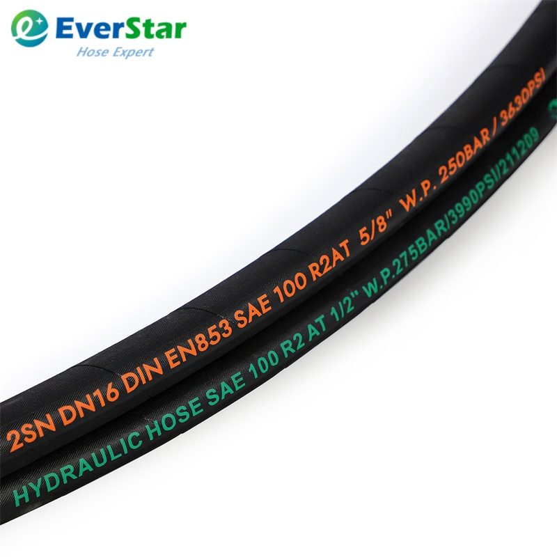 Flexible Two Steel Wire Braids High Pressure SAE 100r2at DIN En853 2sn Hydraulic Rubber Hose
