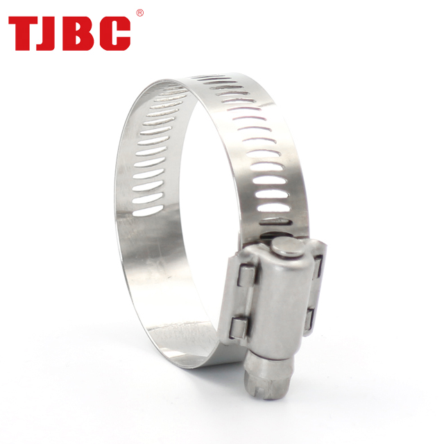 12.5mm Bandwidth Perforated Heavy Duty Stainless Steel Worm Drive Adjustable American Type Hose Clamp for Automotive, 13-23mm