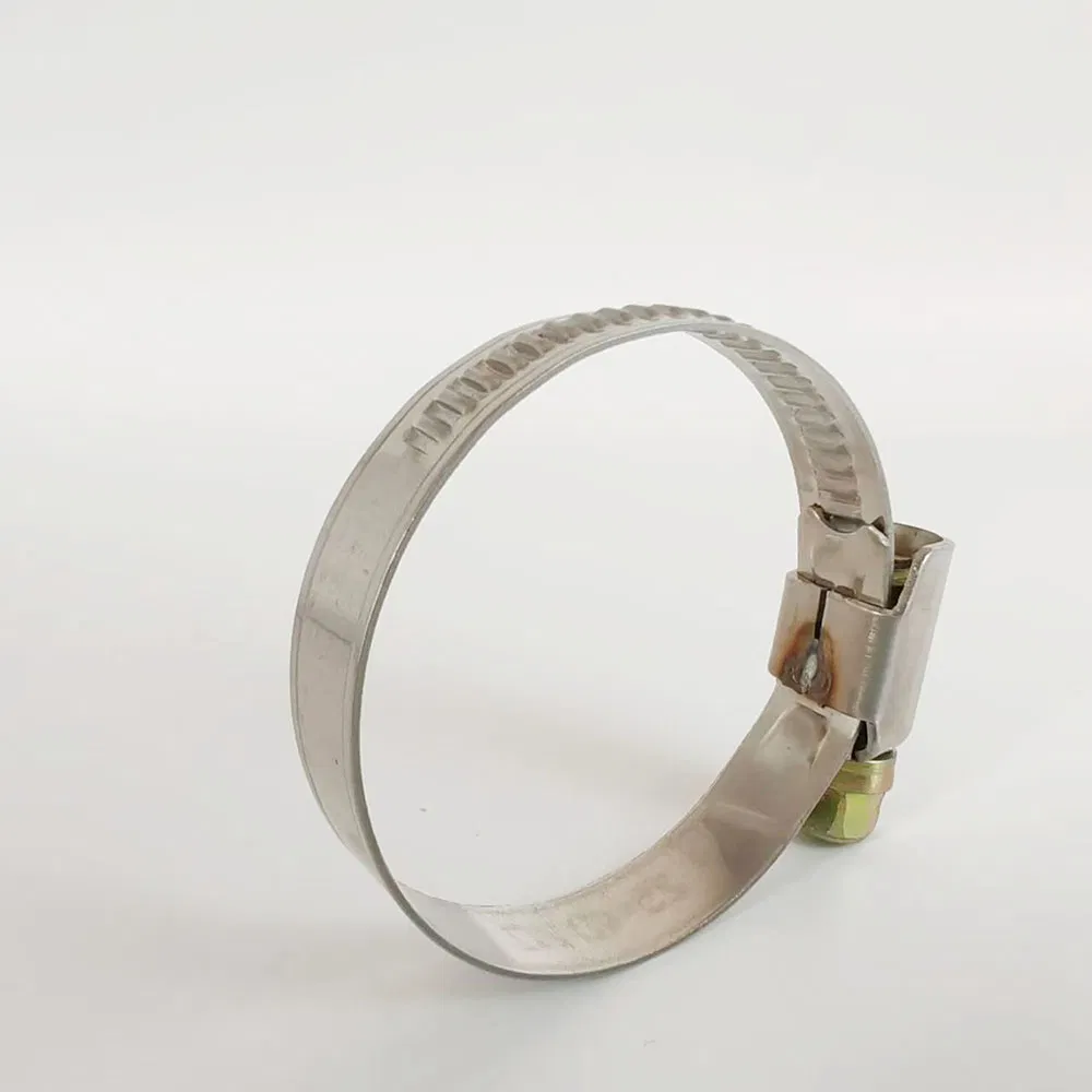 Embossed Non-Perforated Worm Gear Clamp with Symmetric Welded Housing, Stainless Steel German Middle Type Hose Clip for Automotive