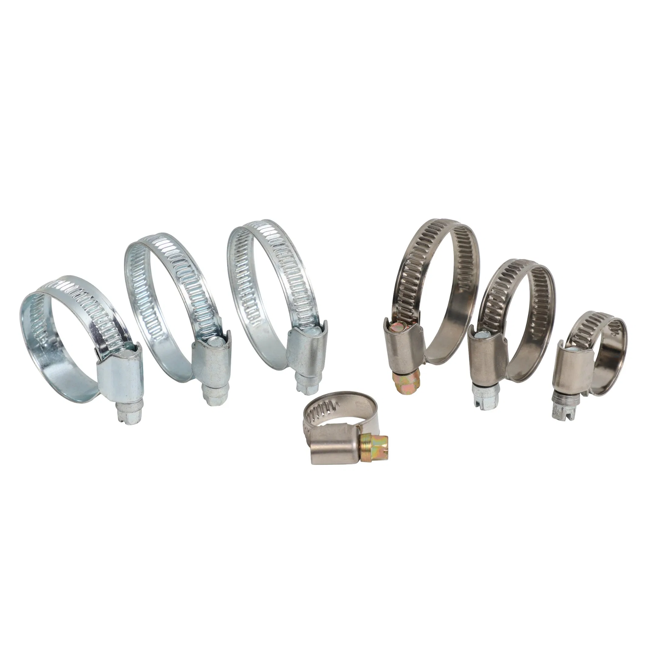 DIN Embossed Non-Perforated Worm Gear Clamp with Symmetric Welded Housing, Stainless Steel German Middle Type Hose Clip for Automotive