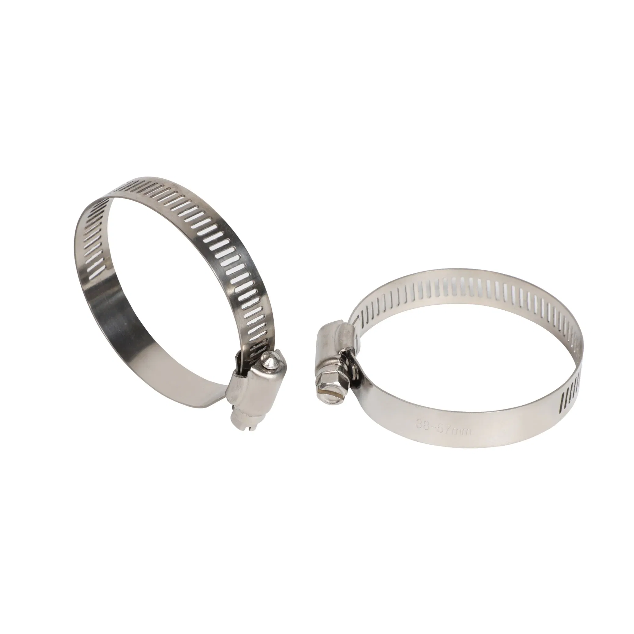 Perforated 12.7mm Worm Drive Hose Clamp, Corrosion Resistant Stainless Steel Adjustable Screw, Automotive and Fuel Lines, China, American Type, Stainless Steel