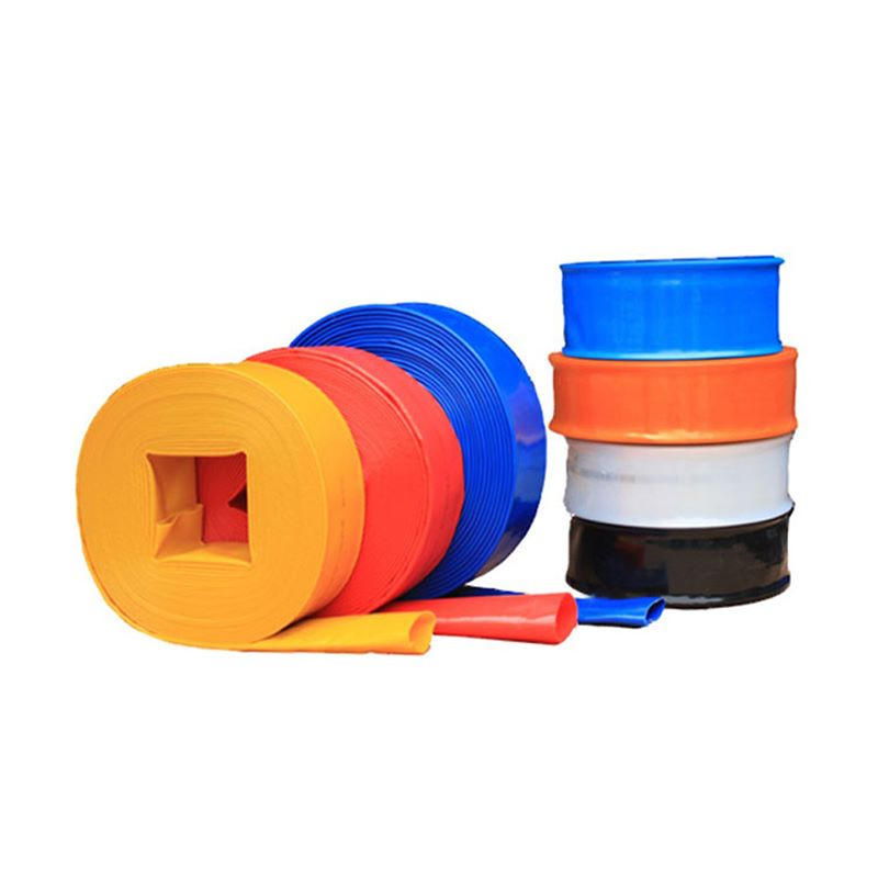Irrigation Main Tape Pipe Blue Orange PVC Layflat Water Discharge Flexible Hose 1 2 3 4 5 6 8 10 16 Inch for Agricultural Farm and Garden Pool Pump
