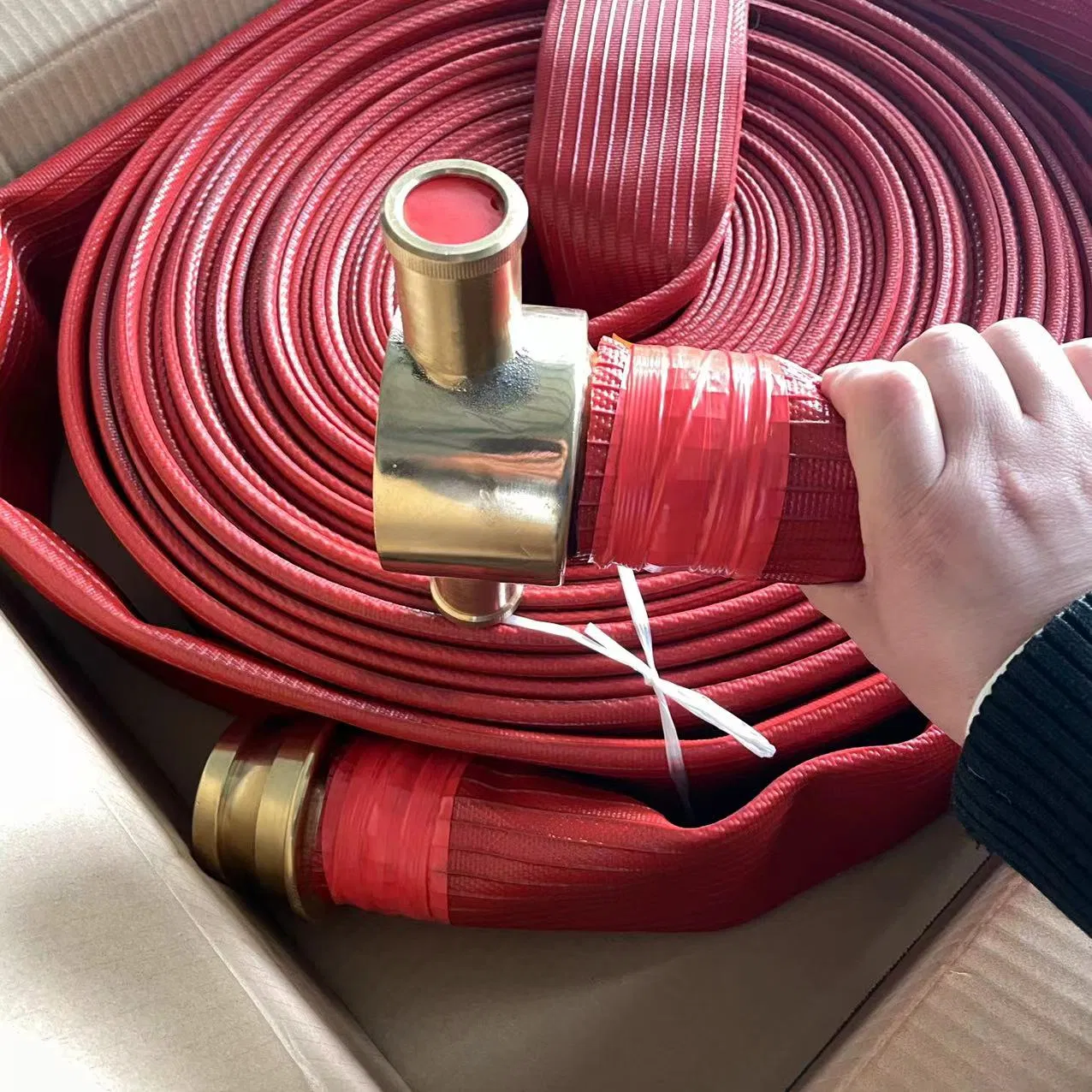 Durable High Pressure 1.5/2/2.5/3/4inch PVC/TPU/Rubber Resistant Flexible Water Layflat Canvas Lining Fire Hydrant Cabinet Fighting Hose