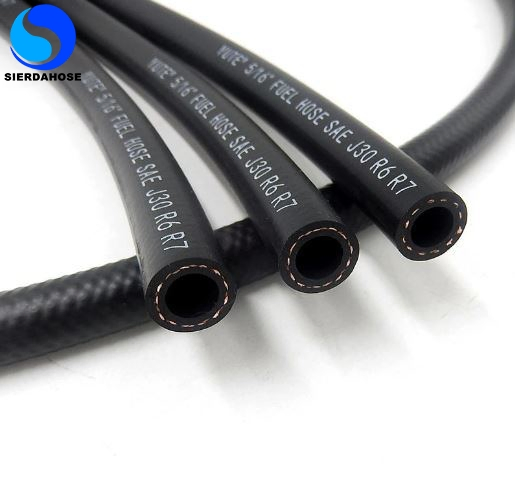 SAE J30r7 High Tensile Polyester Single Fiber Reinforced Fuel Injection Line Emission Control Automotive Hydraulic Flexible High Pressure NBR Rubber Hose
