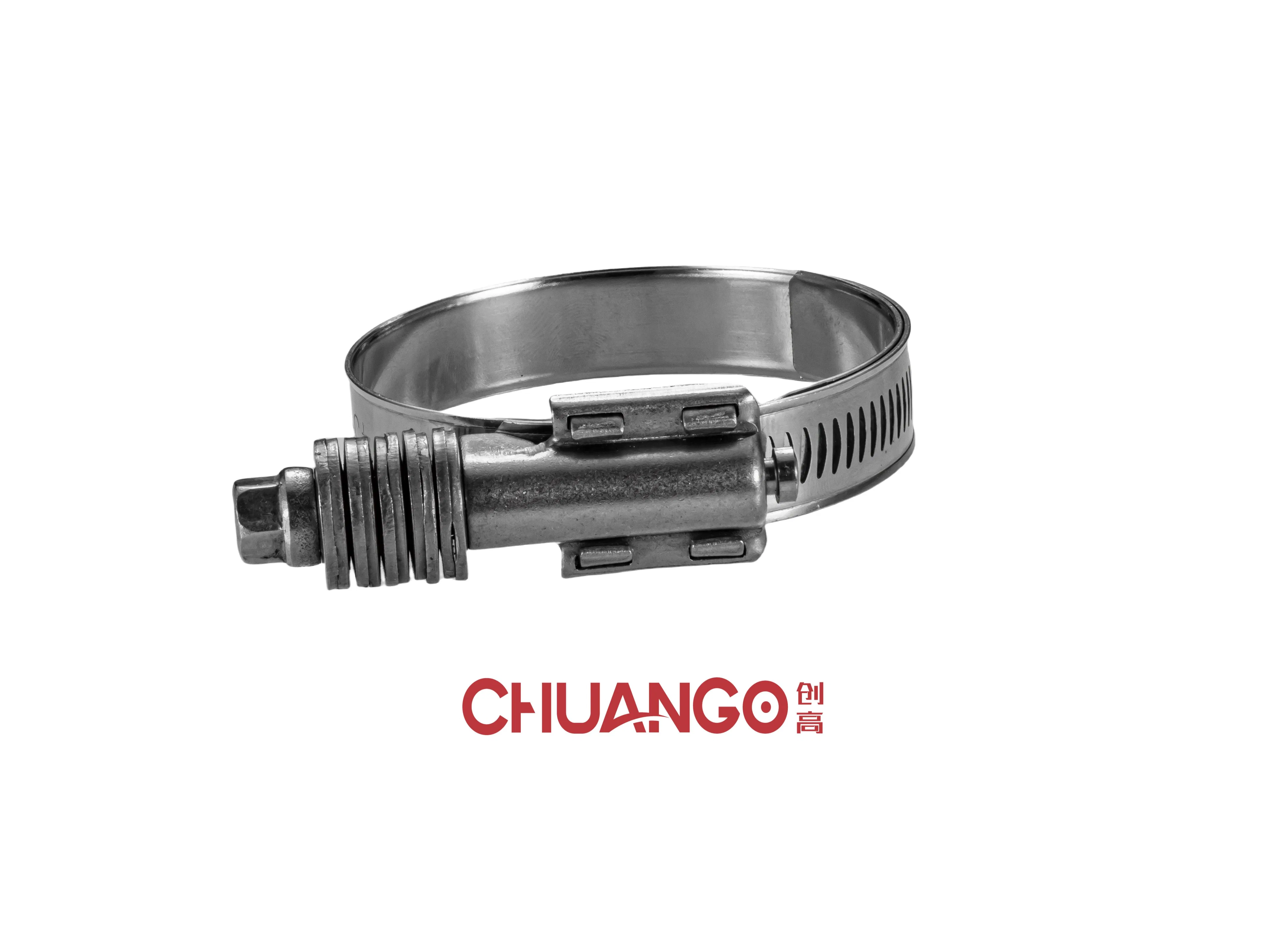 Stainless Constant Torque Hose Clamp with Spring, Ideal for Automotive Cooling Systems, 15.8 mm, W2, 108-130 mm, Pipe Clamp, China Fastener, Automotive