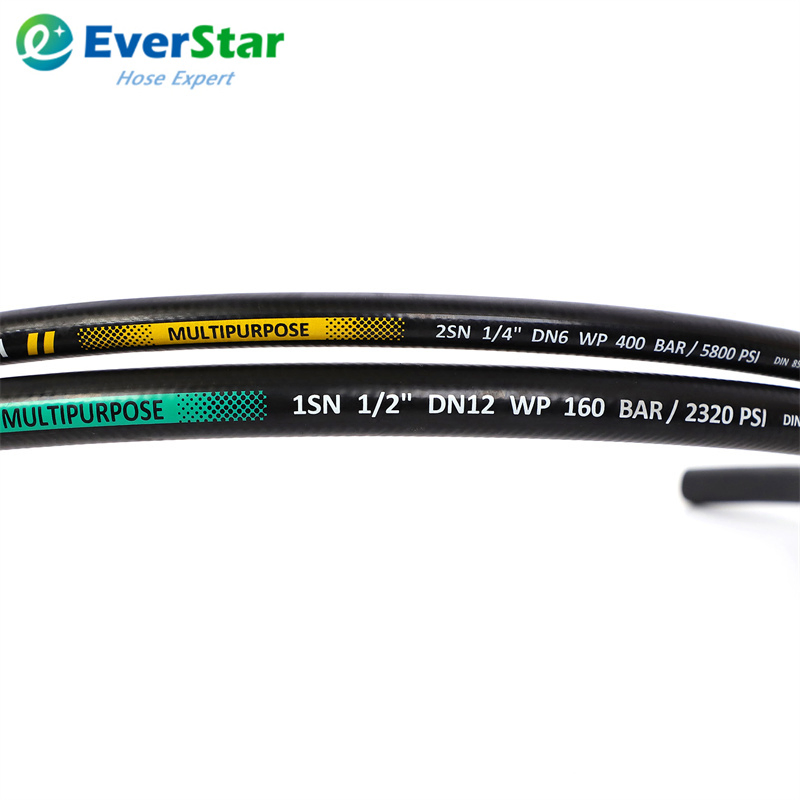 Flexible Two Steel Wire Braids High Pressure SAE 100r2at DIN En853 2sn Hydraulic Rubber Hose