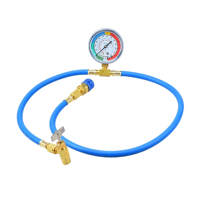 24 Inch Car R134A AC Charge Hose with Gauge for Refrigerant Recharge Kit