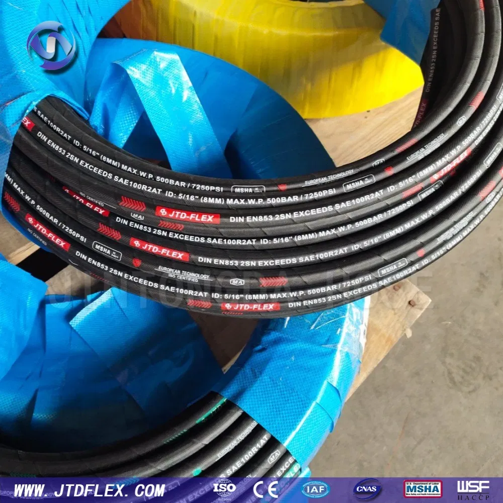 Manufacturer Wholesale Lowest Price Flexible Color Steel Wire Braided Hydralic DIN SAE R1 1sn R2 2sn Custom High Pressure Hydraulic Rubber Hose