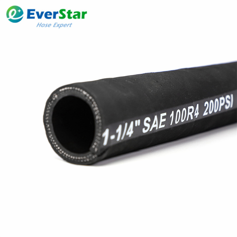 Flexible Hose Textile Braided Pipe Wire Spiral Tube Hydraulic Fuel Oil Rubber Fluid Hose Suction Oil SAE 100r4 Hose