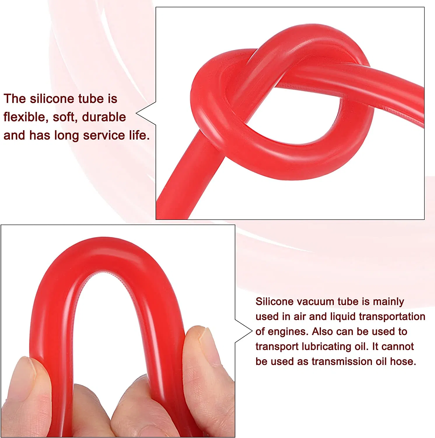 Vacuum Silicone Tubing Hose 5/32" 1/4" 5/16" 1/2" ID 1/8" Wall Thick 5FT Red High Temperature for Engine